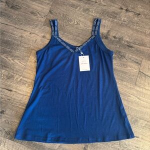 Embellished Strap Royal Blue Women's Tank